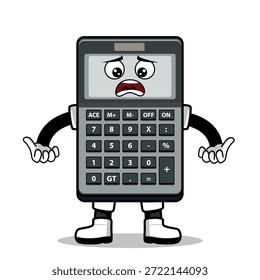 Una calculadora de dibujos animados con una expresión. Adecuado para su uso como elemento en diseños de temática empresarial. Se puede aplicar a varios medios impresos.