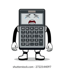 Una calculadora de dibujos animados con una expresión. Adecuado para su uso como elemento en diseños de temática empresarial. Se puede aplicar a varios medios impresos.