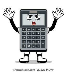 Una calculadora de dibujos animados con una expresión. Adecuado para su uso como elemento en diseños de temática empresarial. Se puede aplicar a varios medios impresos.