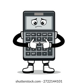 Una calculadora de dibujos animados con una expresión. Adecuado para su uso como elemento en diseños de temática empresarial. Se puede aplicar a varios medios impresos.