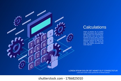 Calculadora de dibujos animados ilustración vectorial isométrica plana