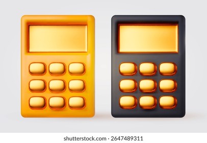 Cartoon calculator set. minimal design. Financial and banking concept.