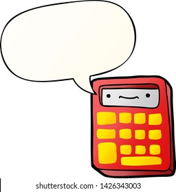 calculadora de dibujos animados con burbuja de voz en un estilo de gradiente suave