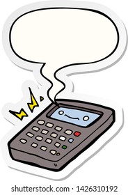 cartoon calculator with speech bubble sticker