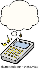 cartoon calculator with thought bubble
