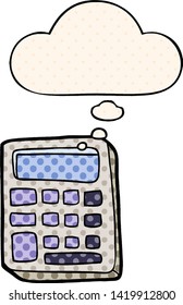calculadora de caricaturas con burbuja de pensamiento en estilo de libro de historietas