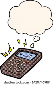 calculadora de caricaturas con burbuja de pensamiento en estilo de libro de historietas