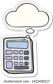 calculadora de dibujos animados con burbuja de pensamiento como pegatina impresa