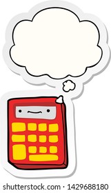 cartoon calculator with thought bubble as a printed sticker