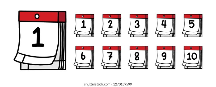 Cartoon Calendar Doodles,Vector,Illustration.