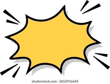 Cartoon Call out, Blank Comic Explosion Speech Bubble  in yellow – Pop Art Style Vector Illustration, perfect for pop art designs, comic books, advertising, and attention-grabbing banners. 