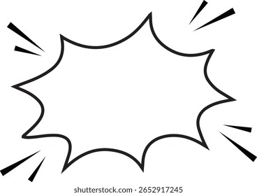 Cartoon Call out, Blank Comic Explosion Speech Bubble  in black and white – Pop Art Style Vector Illustration, perfect for pop art designs, comic books, advertising, and attention-grabbing banners. 