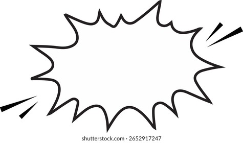 Cartoon Call out, Blank Comic Explosion Speech Bubble  in black and white – Pop Art Style Vector Illustration, perfect for pop art designs, comic books, advertising, and attention-grabbing banners. 