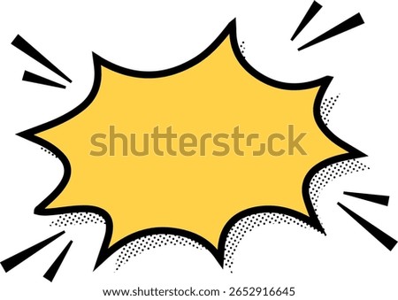 Cartoon Call out, Blank Comic Explosion Speech Bubble  in yellow – Pop Art Style Vector Illustration, perfect for pop art designs, comic books, advertising, and attention-grabbing banners. 