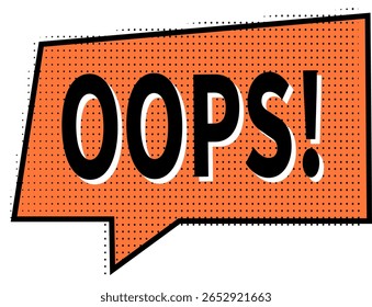 Cartoon Call out Halftone, Oops Comic Explosion Speech Bubble, Pop Art Style Vector Illustration, perfect for pop art designs, comic books, advertising, and attention-grabbing banners