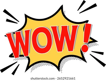 Cartoon Call out Halftone, Wow Comic Explosion Speech Bubble, Pop Art Style Vector Illustration, perfect for pop art designs, comic books, advertising, and attention-grabbing banners