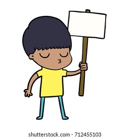 cartoon calm boy