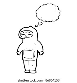 cartoon calm boy in hooded top