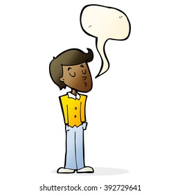 cartoon calm man with speech bubble