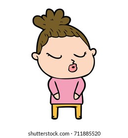 cartoon calm woman