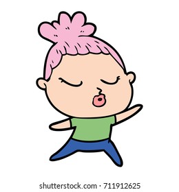 cartoon calm woman