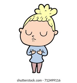 cartoon calm woman
