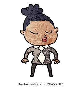 cartoon calm woman