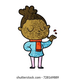 cartoon calm woman