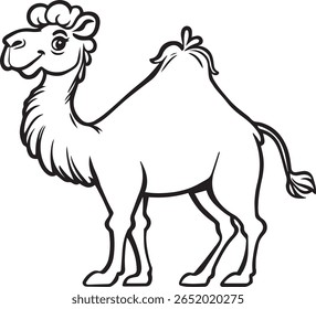 Cartoon Camel - AI-Gerado vetor linha arte para crianças