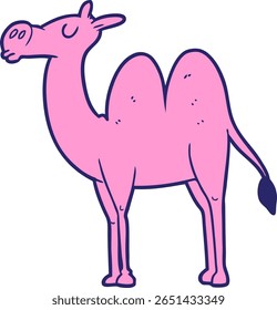 cartoon camel in bright neon color