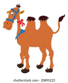 Cartoon camel with colored ribbons