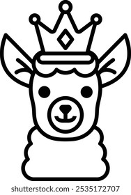 A cartoon of a camel with a crown on its head