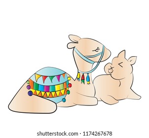cartoon camel in flat style on white background