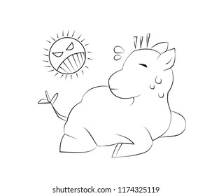 cartoon camel in flat style on white background