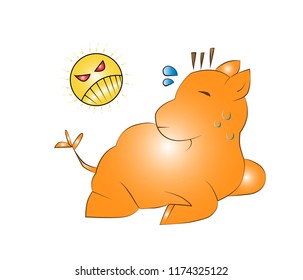 cartoon camel in flat style on white background