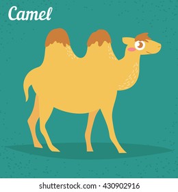 Cartoon camel. Flat style. Vector illustration. 