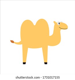 Cartoon camel isolated on white background. Zoo animals. Illustration for children books. Cute vector illustration in flat style