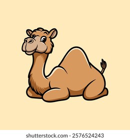 Cartoon Camel Lying Down, Adorable and Friendly