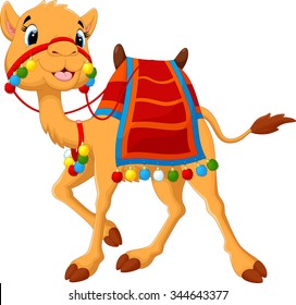 Cartoon camel with saddlery