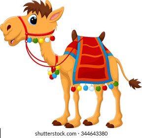Cartoon camel with saddlery