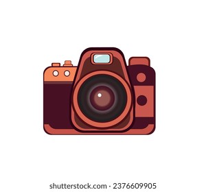 Cartoon camera, camera logo on a white background. Vector illustration