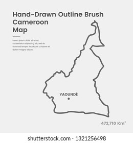 Cartoon Cameroon Map, Hand Drawn Cameroon Map, Doodle Cameroon Map Vector Outline Style Map Information