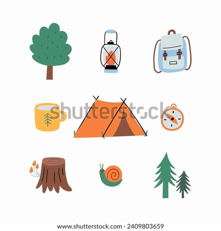 Cartoon camp adventure - vector illustration. Cute character -