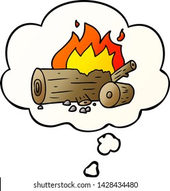 Karikaturenfeuer mit Gedankenblase im Stil eines glatten Farbverlaufs