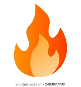 Cartoon campfire. Fire flames.Red fire icon.Vector flat illustration.Isolated on white background.