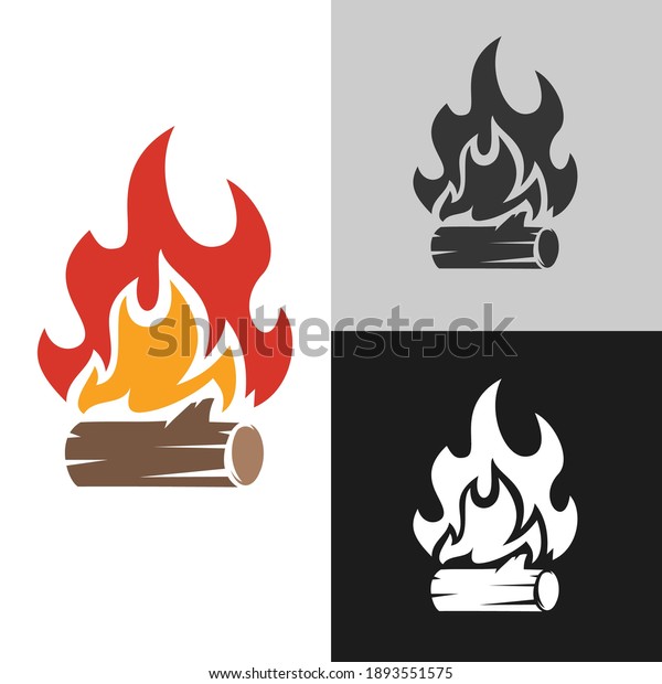 Cartoon Campfire Flat Minimalistic Style Isolated Stock Vector (Royalty ...