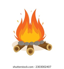 Diseño vectorial del icono del fuego de la caricatura.