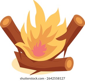 Cartoon Campfire Illustration with Simple Design. Flat Vector Clipart.