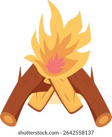 Cartoon Campfire Illustration with Simple Design. Flat Vector Clipart.