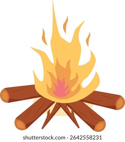 Karikatur-Lagerfeuer-Illustration mit einfachem Design. Flacher Vektorgrafik-Clip.